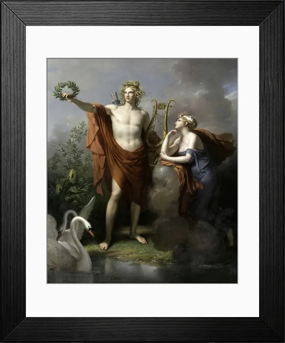 Framed Print : Apollo, God of Light, Eloquence, Poetry and the Fine Arts with Urania, Muse of Astronomy, 1798, Painting by Charles Meynier, c. 1830, France, Historic, digitally restored reproduction from a 19th century original Framed Print : Apollo, God of Light, Eloquence, Poetry and the Fine Arts with Urania, Muse of Astronomy, 1798, Painting by Charles Meynier, c. 1830, France, Historic, digitally restored reproduction from a 19th century original