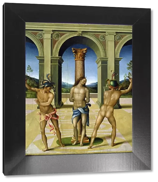 The Flagellation of Jesus Christ by the Florentine painter Bacchiacca, c. 1540, Italy, Historic, digitally restored reproduction from a 19th century original