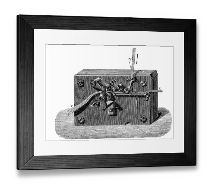 Framed Print : Writing telegraph, ca 1870, digitally restored reproduction of a 19th century original, colour pen by Digney and Beaudoin from Paris, France Framed Print : Writing telegraph, ca 1870, digitally restored reproduction of a 19th century original, colour pen by Digney and Beaudoin from Paris, France