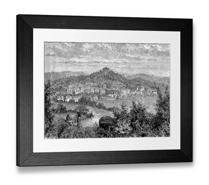 Framed Print : Liebenstein in Thuringia, Germany, in 1870, digitally restored reproduction of an original 19th-century painting Framed Print : Liebenstein in Thuringia, Germany, in 1870, digitally restored reproduction of an original 19th-century painting