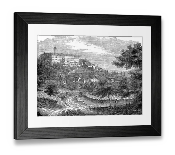Framed Print : Rudolstadt in Thuringia, Germany, in 1870, digitally restored reproduction of an original 19th-century painting Framed Print : Rudolstadt in Thuringia, Germany, in 1870, digitally restored reproduction of an original 19th-century painting