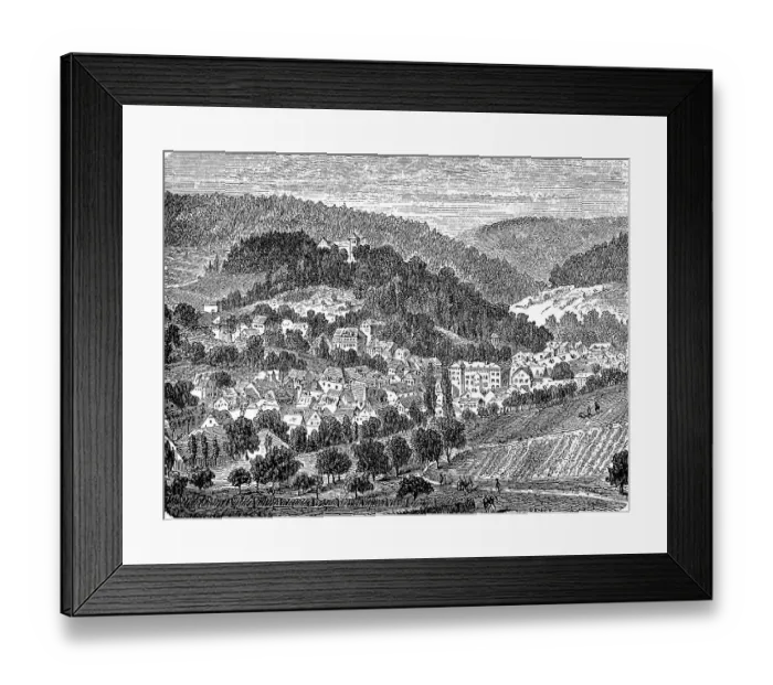 Framed Print : The village of Sonneberg in Thuringia, Germany, in 1870, digitally restored reproduction of an original 19th-century painting Framed Print : The village of Sonneberg in Thuringia, Germany, in 1870, digitally restored reproduction of an original 19th-century painting