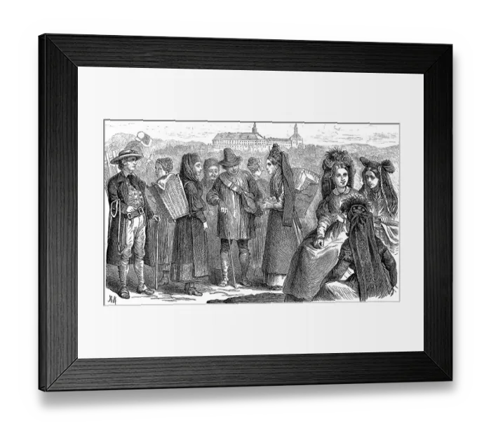 Framed Print : Folk costumes from Thuringia, in 1870, digitally restored reproduction of an original 19th century pattern, Germany Framed Print : Folk costumes from Thuringia, in 1870, digitally restored reproduction of an original 19th century pattern, Germany