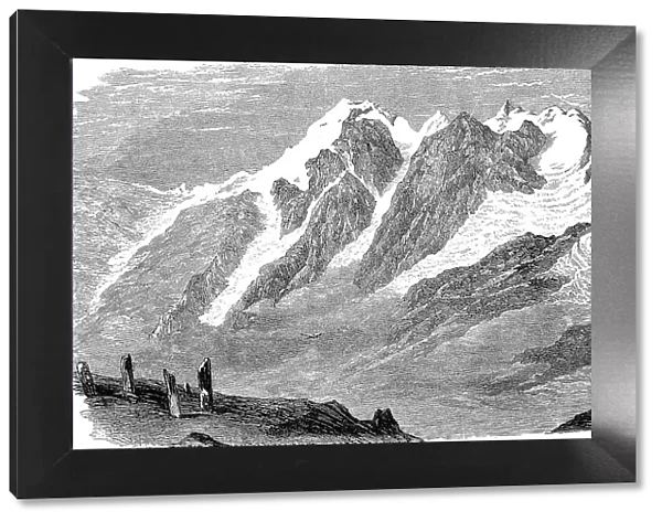 The Ortler Peak, Ortler Group, South Tyrol, Italy, c. 1880, digitally restored reproduction of an original 19th-century painting