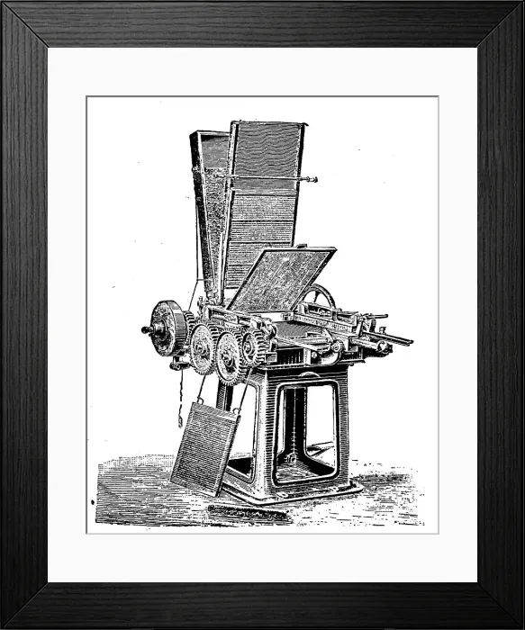 Framed Print : Match insertion machine from the Roller machine factory in Berlin, digitally restored reproduction of an original from the 19th century, Germany Framed Print : Match insertion machine from the Roller machine factory in Berlin, digitally restored reproduction of an original from the 19th century, Germany
