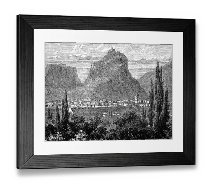 Framed Print : The town of Arco on Lake Garda, Italy, in 1870, digitally restored reproduction of an original 19th-century painting Framed Print : The town of Arco on Lake Garda, Italy, in 1870, digitally restored reproduction of an original 19th-century painting