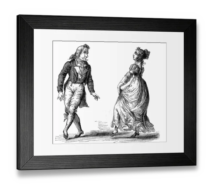 Framed Print : The Dance Gavotte at the time of the First Empire in Paris, France, digitally restored reproduction of an original 19th century original