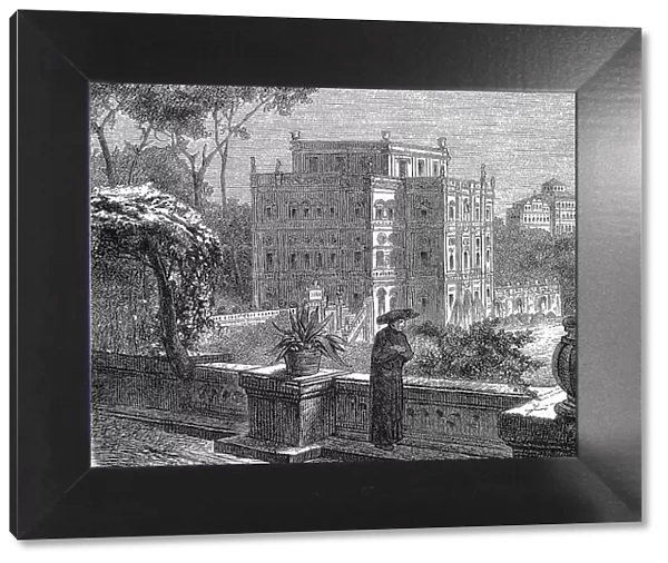 The Doria-Pamsili, Corsini and Ferroni Villas in Rome, Italy, in 1870, digitally restored reproduction of an original 19th-century master