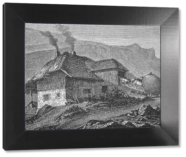 Farmhouse in the Vosges, c. 1870, digitally restored reproduction of a 19th century original, France