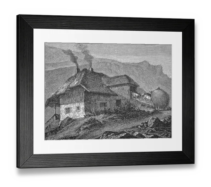 Framed Print : Farmhouse in the Vosges, c. 1870, digitally restored reproduction of a 19th century original, France Framed Print : Farmhouse in the Vosges, c. 1870, digitally restored reproduction of a 19th century original, France