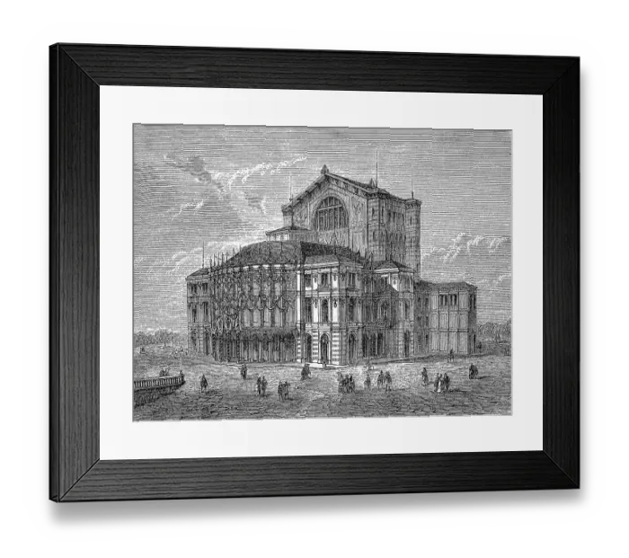 Framed Print : The Festival Theatre, c. 1870, digitally restored reproduction of an original 19th century painting, exact original date unknown, Wagner Theatre in Bayreuth, Upper Franconia, Bavaria, Germany Framed Print : The Festival Theatre, c. 1870, digitally restored reproduction of an original 19th century painting, exact original date unknown, Wagner Theatre in Bayreuth, Upper Franconia, Bavaria, Germany