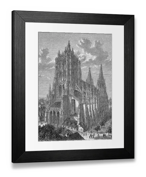 Framed Print : The Minster in Ulm, Baden-Wuerttemberg, Germany, c. 1860, digitally restored reproduction of an original 19th century painting, exact original date unknown
