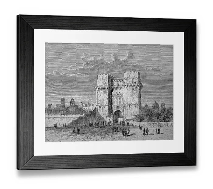 Framed Print : Torres de Serrano, Porta dels Serrans, Serranos Towers, a city gate in Valencia, Spain, c. 1870, digitally restored reproduction of a 19th century original, exact original date unknown Framed Print : Torres de Serrano, Porta dels Serrans, Serranos Towers, a city gate in Valencia, Spain, c. 1870, digitally restored reproduction of a 19th century original, exact original date unknown