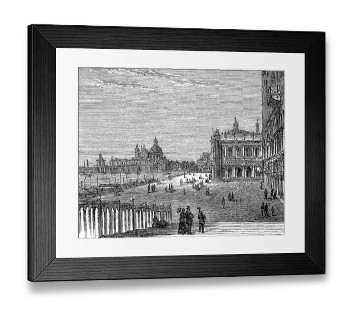 Framed Print : The Piazetta and the Church of Santa Maria della Salute, Venice, Italy, c. 1870, digitally restored reproduction of an original 19th century painting, exact original date unknown