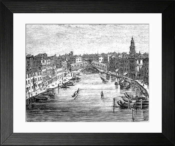 Framed Print : The Rialto and the Grand Canal, Venice, Italy, c. 1870, digitally restored reproduction of an original 19th century painting, exact original date unknown Framed Print : The Rialto and the Grand Canal, Venice, Italy, c. 1870, digitally restored reproduction of an original 19th century painting, exact original date unknown