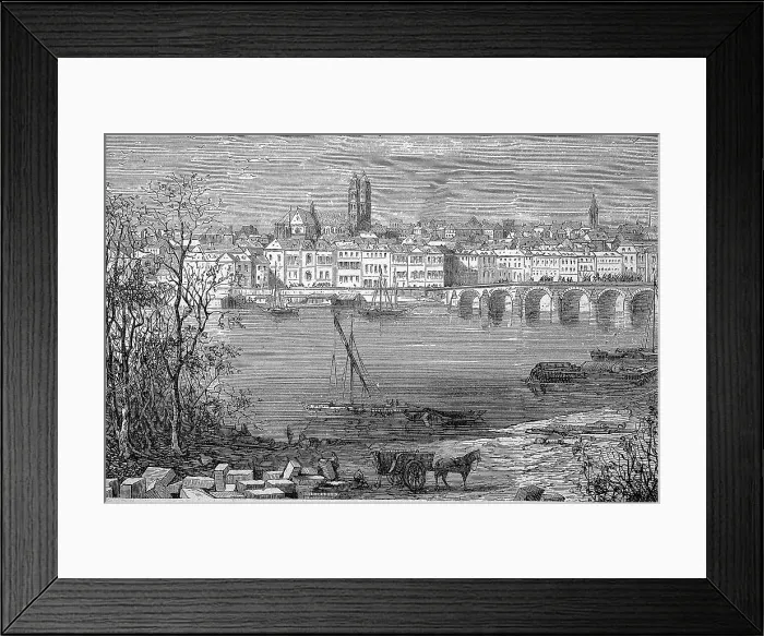 Framed Print : Tours in the department of Indre-et-Loire in the Centre-Val de Loire region, years 1870, digitally restored reproduction of an original 19th century painting, exact original date not known, France