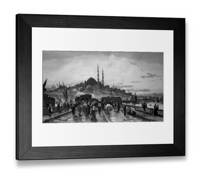 Framed Print : Evening on the Bosphorus Bridge in Istanbul, Turkey, c. 1890, digitally restored reproduction of an original 19th-century painting Framed Print : Evening on the Bosphorus Bridge in Istanbul, Turkey, c. 1890, digitally restored reproduction of an original 19th-century painting