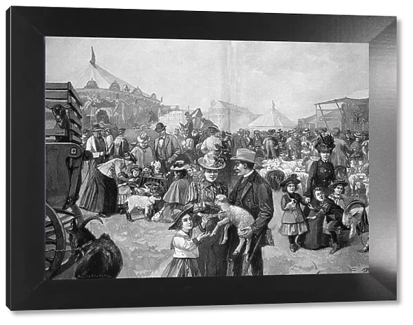 At the Laemmermarkt of Hamburg, in 1890, digitally restored reproduction of a 19th century original, Germany
