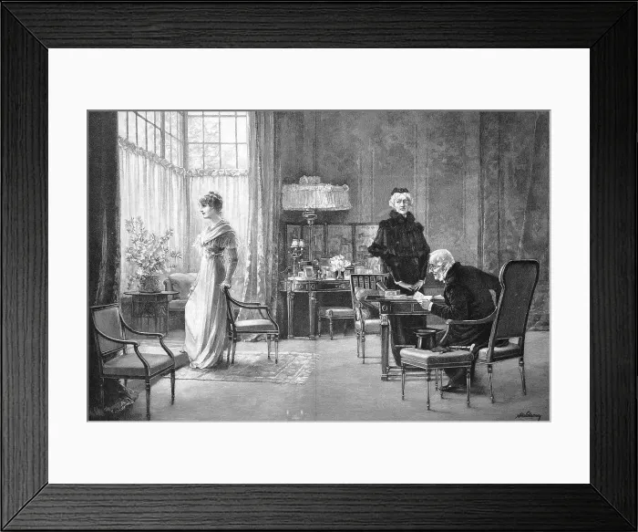 Framed Print : Discovered love letters, the parents found love letter to their daughter in the desk, Germany, 1880, digitally restored reproduction of an original 19th century original Framed Print : Discovered love letters, the parents found love letter to their daughter in the desk, Germany, 1880, digitally restored reproduction of an original 19th century original