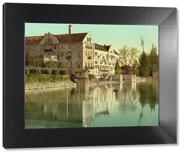 Insel Hotel in Constance on Lake Constance, Baden-Wuerttemberg, Germany, Historic, digitally restored reproduction of a photochromic print from the 1890s