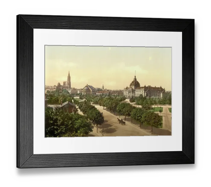 Framed Print : Imperial Palace, Theatre and Cathedral, Strasbourg, Alsace, formerly Germany, now Alsace, France, Germany, Historic, digitally restored reproduction of a photochrome print from the 1890s Framed Print : Imperial Palace, Theatre and Cathedral, Strasbourg, Alsace, formerly Germany, now Alsace, France, Germany, Historic, digitally restored reproduction of a photochrome print from the 1890s