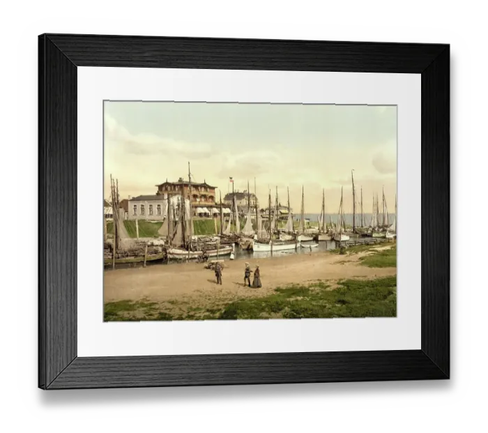 Framed Print : Hotels and inner harbour of Buesum, Schleswig-Holstein, Germany, Historic, digitally restored reproduction of a photochrome print from the 1890s Framed Print : Hotels and inner harbour of Buesum, Schleswig-Holstein, Germany, Historic, digitally restored reproduction of a photochrome print from the 1890s