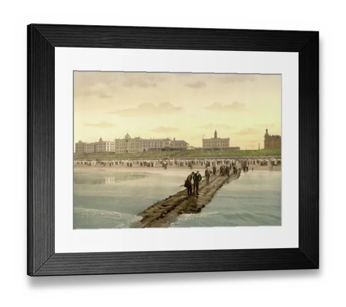 Framed Print : Hotels and beach of Borkum, Schleswig-Holstein, Germany, Historic, digitally restored reproduction of a photochromic print from the 1890s Framed Print : Hotels and beach of Borkum, Schleswig-Holstein, Germany, Historic, digitally restored reproduction of a photochromic print from the 1890s