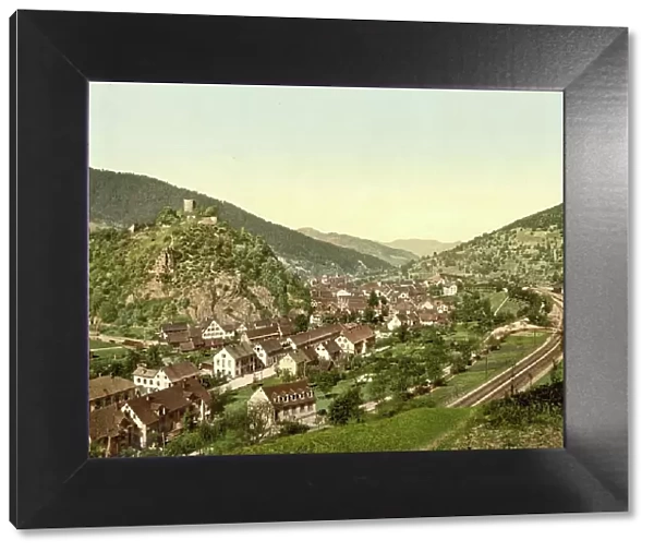 Hornberg im Black Forest, Baden-Wuerttemberg, Germany, Historic, digitally restored reproduction of a photochromic print from the 1890s