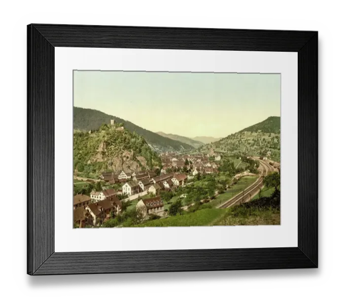 Framed Print : Hornberg im Black Forest, Baden-Wuerttemberg, Germany, Historic, digitally restored reproduction of a photochromic print from the 1890s