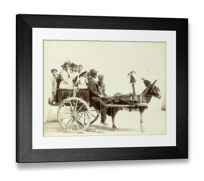 Framed Print : Carretto Siciliano, Family on a Sunday outing with a donkey cart, c. 1893, Palermo, Sicily, Italy, Historic, digitally restored reproduction from a 19th century original Framed Print : Carretto Siciliano, Family on a Sunday outing with a donkey cart, c. 1893, Palermo, Sicily, Italy, Historic, digitally restored reproduction from a 19th century original