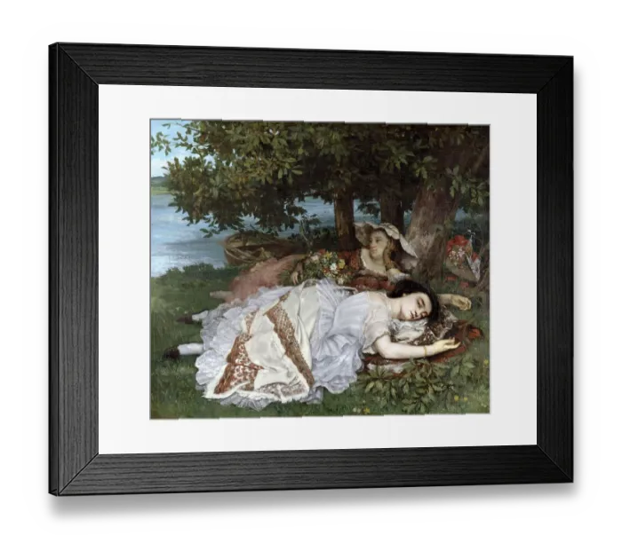 Framed Print : Young Women Lying by the Seine in Summer in Paris, France, Painting by Jean Desire Gustave Courbet (10 June 1819-31 December 1877), Historic, digitally restored reproduction from a 19th century original Framed Print : Young Women Lying by the Seine in Summer in Paris, France, Painting by Jean Desire Gustave Courbet (10 June 1819-31 December 1877), Historic, digitally restored reproduction from a 19th century original