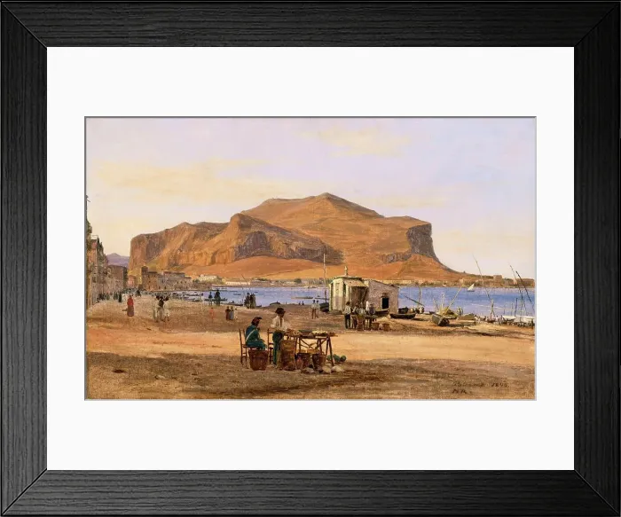 Framed Print : Port of Palermo with View of Monte Pellegrino, 1840, Sicily, Italy, Historical, digitally restored reproduction from a 19th century original Framed Print : Port of Palermo with View of Monte Pellegrino, 1840, Sicily, Italy, Historical, digitally restored reproduction from a 19th century original