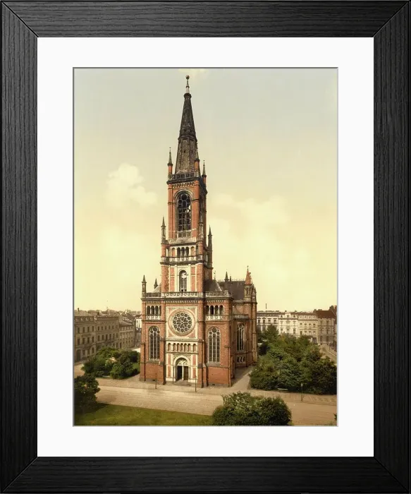 Framed Print : St. John's Church in Duesseldorf, North Rhine-Westphalia, Germany, Historic, digitally restored reproduction of a photochromic print from the 1890s
