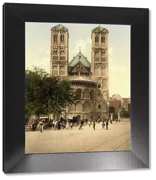Church of St. Gereon in Cologne, North Rhine-Westphalia, Germany, Historic, digitally restored reproduction of a photochromic print from the 1890s