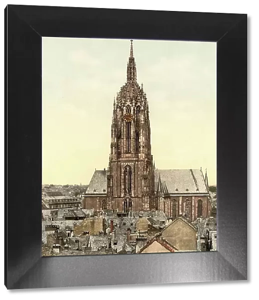 Kaiserdom in Frankfurt am Main, Hesse, Germany, Historic, digitally restored reproduction of a photochromic print from the 1890s