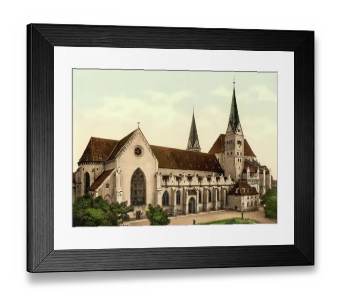 Framed Print : Cathedral of Augsburg, Bavaria, Germany, Historical, digitally restored reproduction of a photochrome print from the 1890s Framed Print : Cathedral of Augsburg, Bavaria, Germany, Historical, digitally restored reproduction of a photochrome print from the 1890s