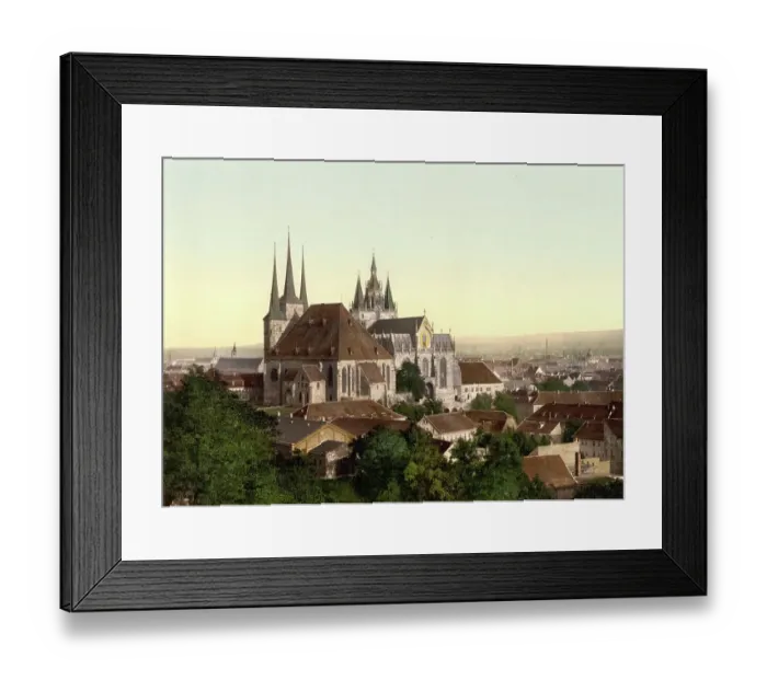 Framed Print : Cathedral and St. Mary's Church in Erfurt, Thuringia, Germany, Historic, digitally restored reproduction of a photochromic print from the 1890s Framed Print : Cathedral and St. Mary's Church in Erfurt, Thuringia, Germany, Historic, digitally restored reproduction of a photochromic print from the 1890s