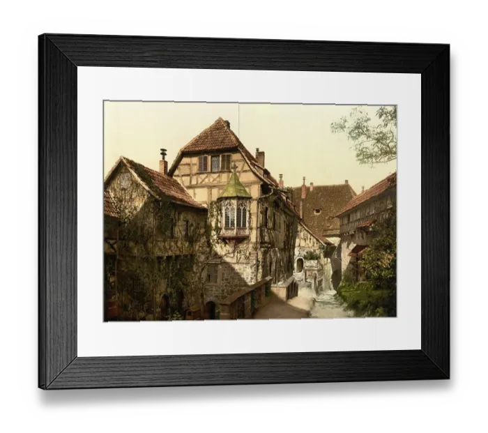 Framed Print : Wartburg Castle courtyard, Eisenach in Thuringia, Germany, Historic, digitally restored reproduction of a photochromic print from the 1890s Framed Print : Wartburg Castle courtyard, Eisenach in Thuringia, Germany, Historic, digitally restored reproduction of a photochromic print from the 1890s