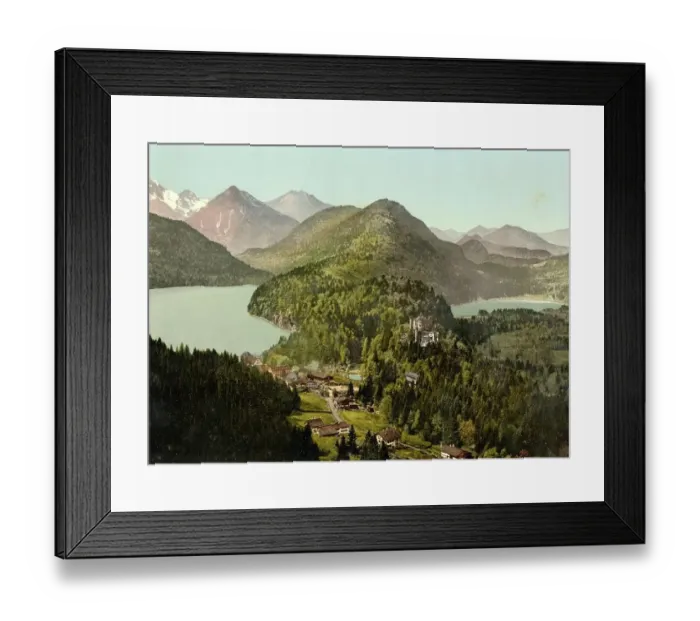 Framed Print : Hohenschwangau Castle in Allgaeu, Bavaria, Germany, Historic, digitally restored reproduction of a photochrome print from the 1890s Framed Print : Hohenschwangau Castle in Allgaeu, Bavaria, Germany, Historic, digitally restored reproduction of a photochrome print from the 1890s