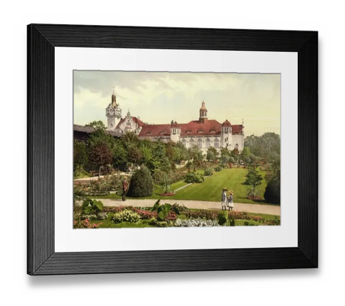 Framed Print : Castle and Rosemgarten in Kolberg, formerly Pomerania, Germany, today Kolobrzeg in Poland, Historical, digitally restored reproduction of a photochrome print from the 1890s Framed Print : Castle and Rosemgarten in Kolberg, formerly Pomerania, Germany, today Kolobrzeg in Poland, Historical, digitally restored reproduction of a photochrome print from the 1890s