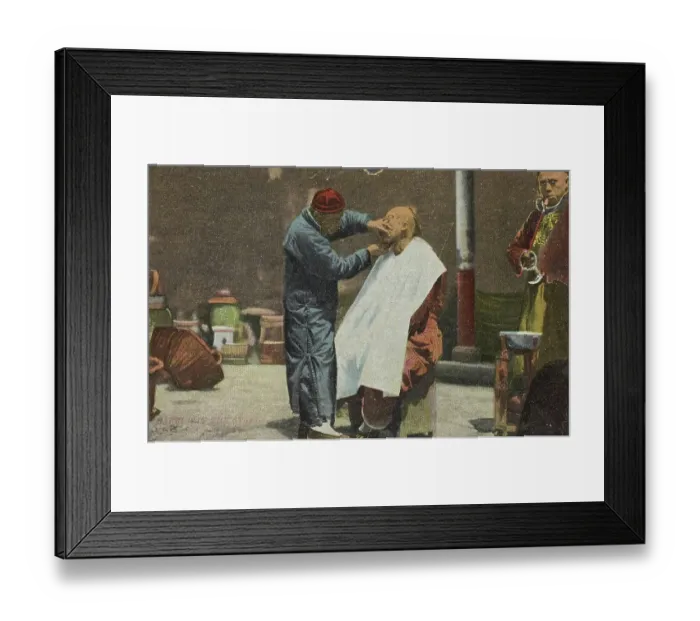 Framed Print : Barber in the street, Shanghai, 1907, China, Historic, digitally restored reproduction from a 19th century original Framed Print : Barber in the street, Shanghai, 1907, China, Historic, digitally restored reproduction from a 19th century original