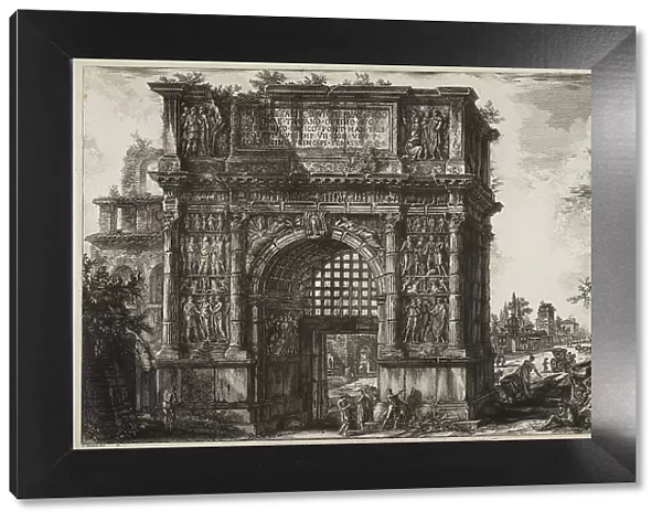 Arch of Trajan in Beneventum in the Kingdom of Naples, 1778, Italy, Historical, digitally restored reproduction from a 19th century original