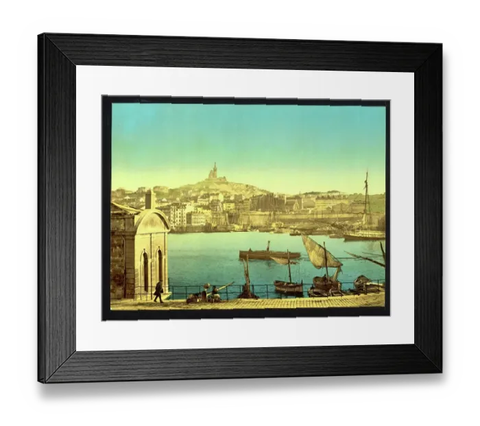 Framed Print : View of Notre Dame de la Garde and the Harbour, Marseille, 1890, France, Historic, digitally restored reproduction from a 19th century original Framed Print : View of Notre Dame de la Garde and the Harbour, Marseille, 1890, France, Historic, digitally restored reproduction from a 19th century original
