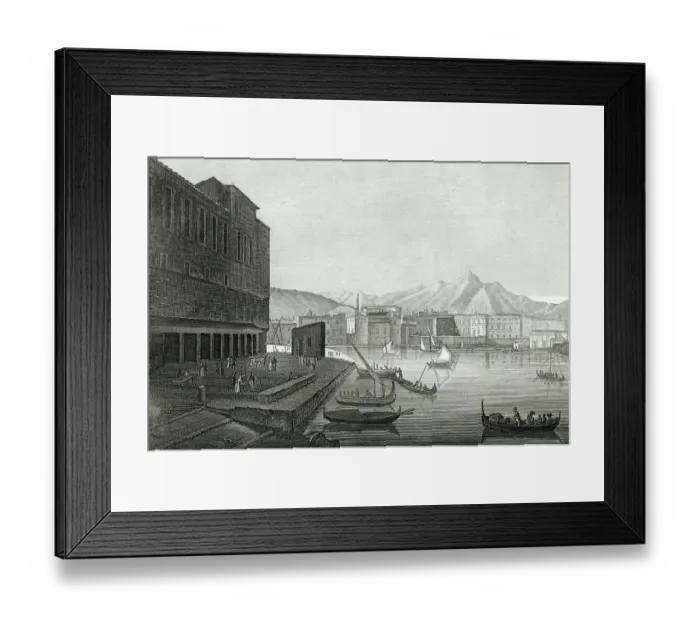Framed Print : Boats in the harbour and the fish market in Palermo, Sicily, 1770, Italy, Historical, digitally restored reproduction from a 19th century original Framed Print : Boats in the harbour and the fish market in Palermo, Sicily, 1770, Italy, Historical, digitally restored reproduction from a 19th century original