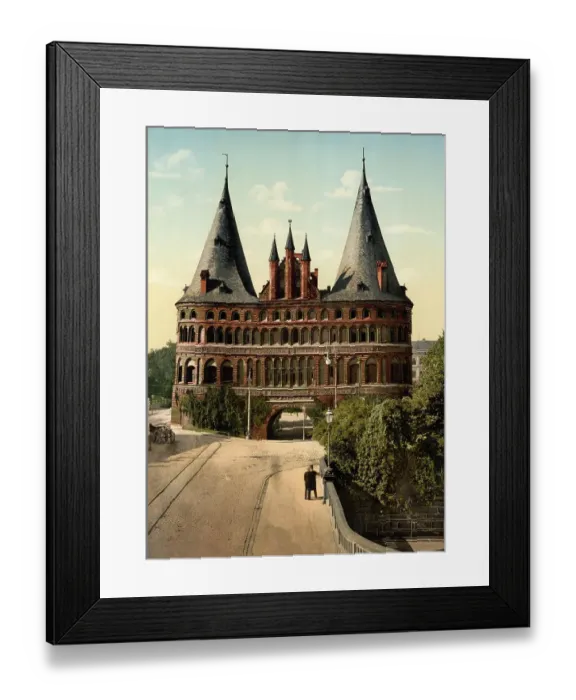 Framed Print : The Holsten Gate in Luebeck, Schleswig-Holstein, Germany, Historical, Photochrome print from the 1890s Framed Print : The Holsten Gate in Luebeck, Schleswig-Holstein, Germany, Historical, Photochrome print from the 1890s