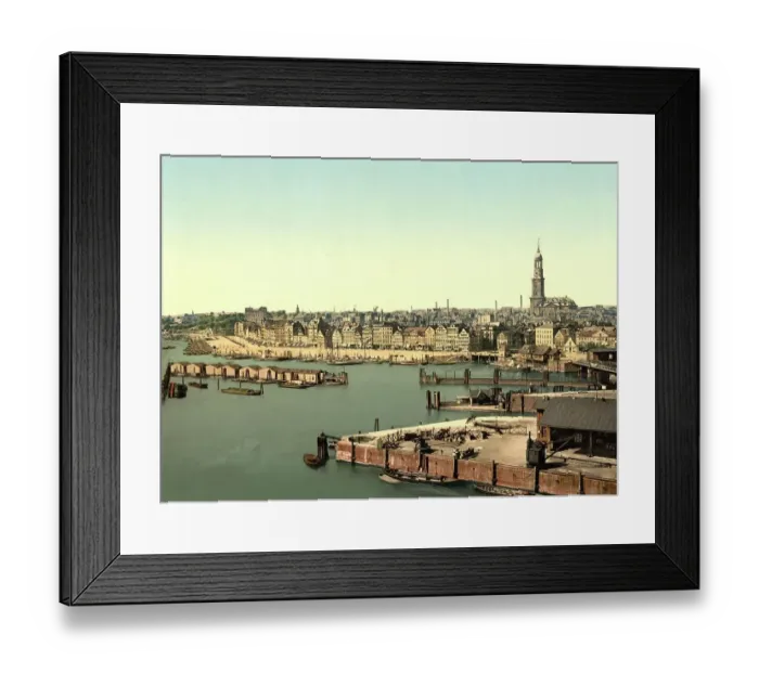 Framed Print : Port in Hamburg, Germany, Historic, Photochrome print from the 1890s Framed Print : Port in Hamburg, Germany, Historic, Photochrome print from the 1890s