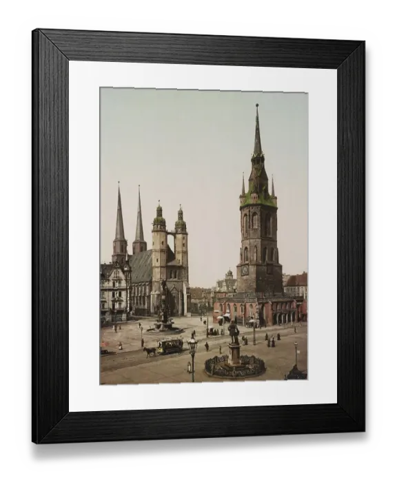 Framed Print : Halle an der Saale, Old Town, Saxony-Anhalt, Germany, Historical, Photochrome print from the 1890s Framed Print : Halle an der Saale, Old Town, Saxony-Anhalt, Germany, Historical, Photochrome print from the 1890s