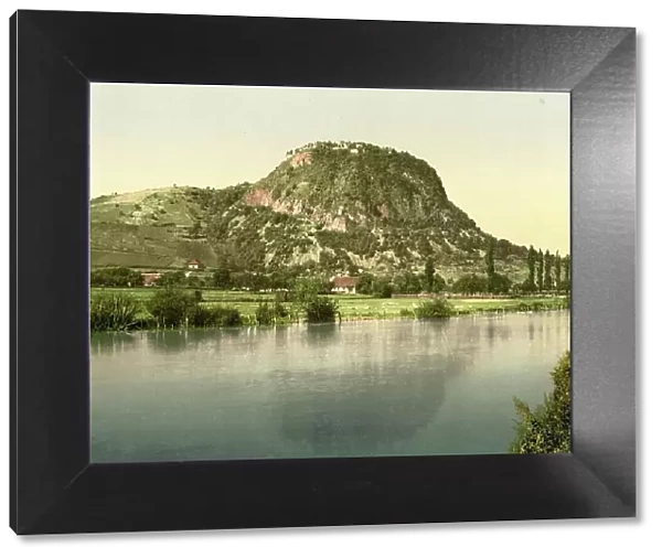 The Hohentwiel, mountain in Baden-Wuerttemberg, Germany, historical, photochrome print from the 1890s