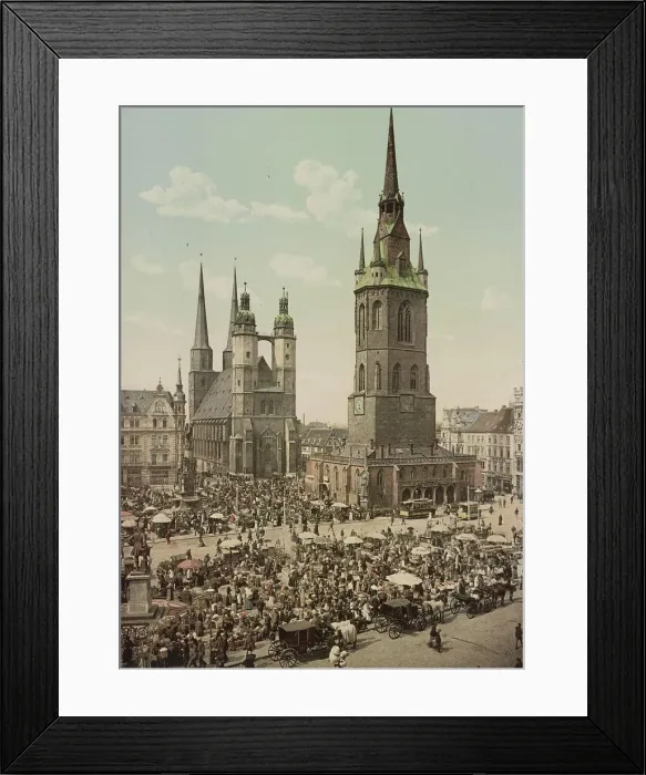 Framed Print : Halle an der Saale, Old Town, Saxony-Anhalt, Germany, Historical, Photochrome print from the 1890s Framed Print : Halle an der Saale, Old Town, Saxony-Anhalt, Germany, Historical, Photochrome print from the 1890s