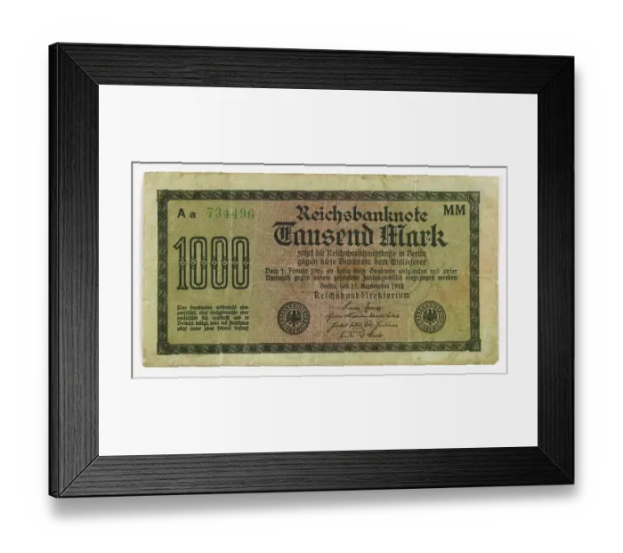 Framed Print : Emergency money, inflation, banknote over 1000 Marks from 1922, Reichsbanknote, Berlin, Germany, historical, digitally restored reproduction from a 19th century original Framed Print : Emergency money, inflation, banknote over 1000 Marks from 1922, Reichsbanknote, Berlin, Germany, historical, digitally restored reproduction from a 19th century original